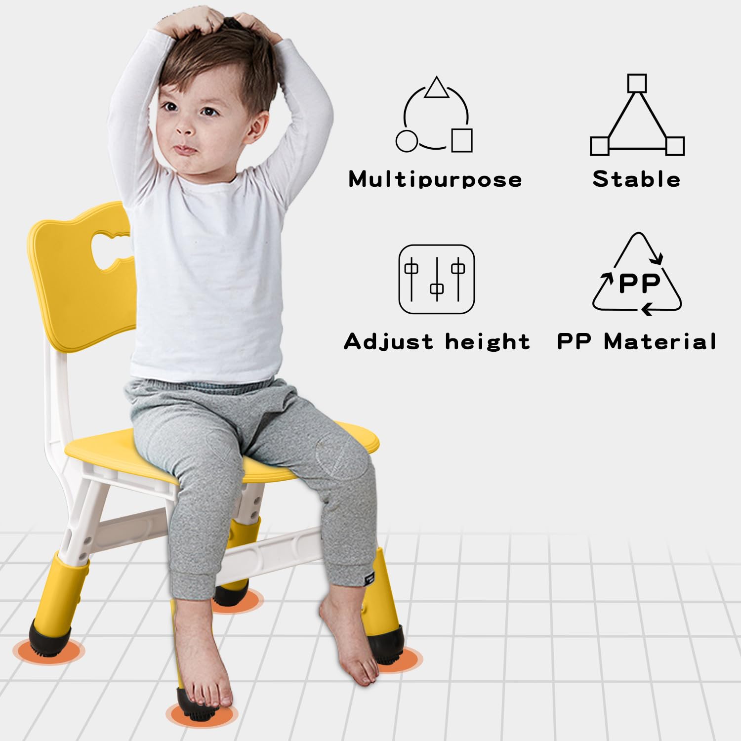 Adjustable Kids Chair with 3 Height Levels for Ages 2-6