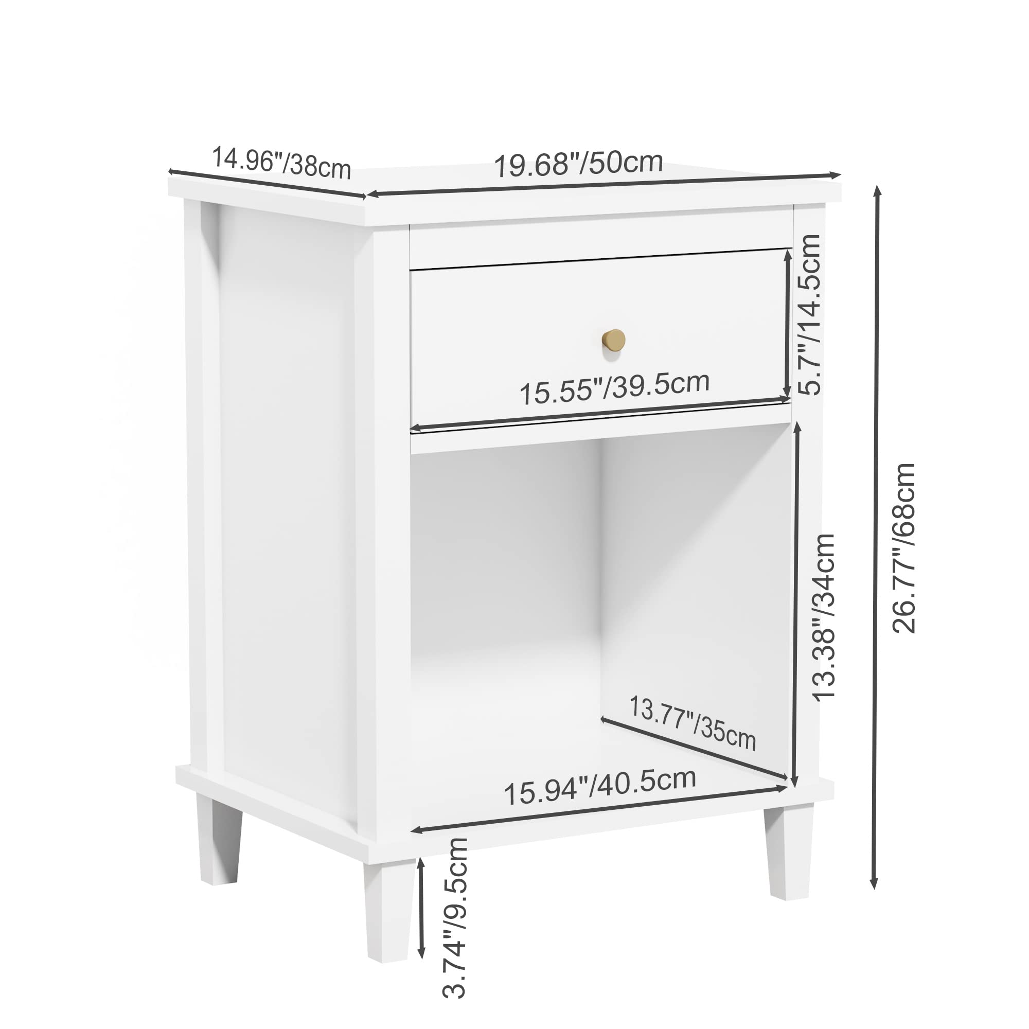 Kids Nightstand with Drawer and Storage Shelf
