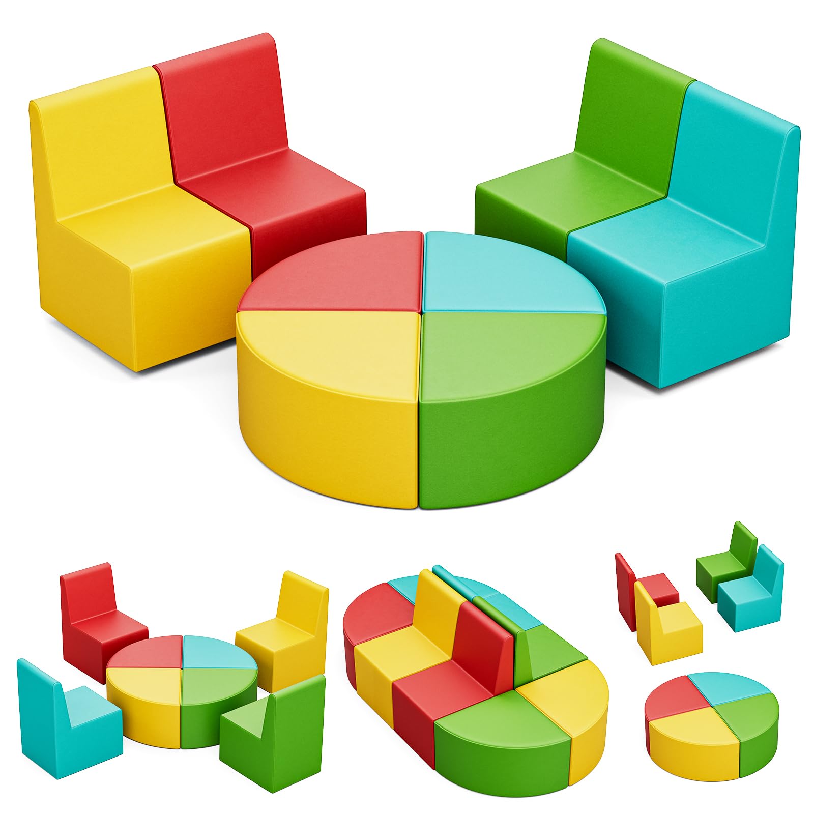 Kids Modular Sofa Set 8 Pieces Colorful Seating