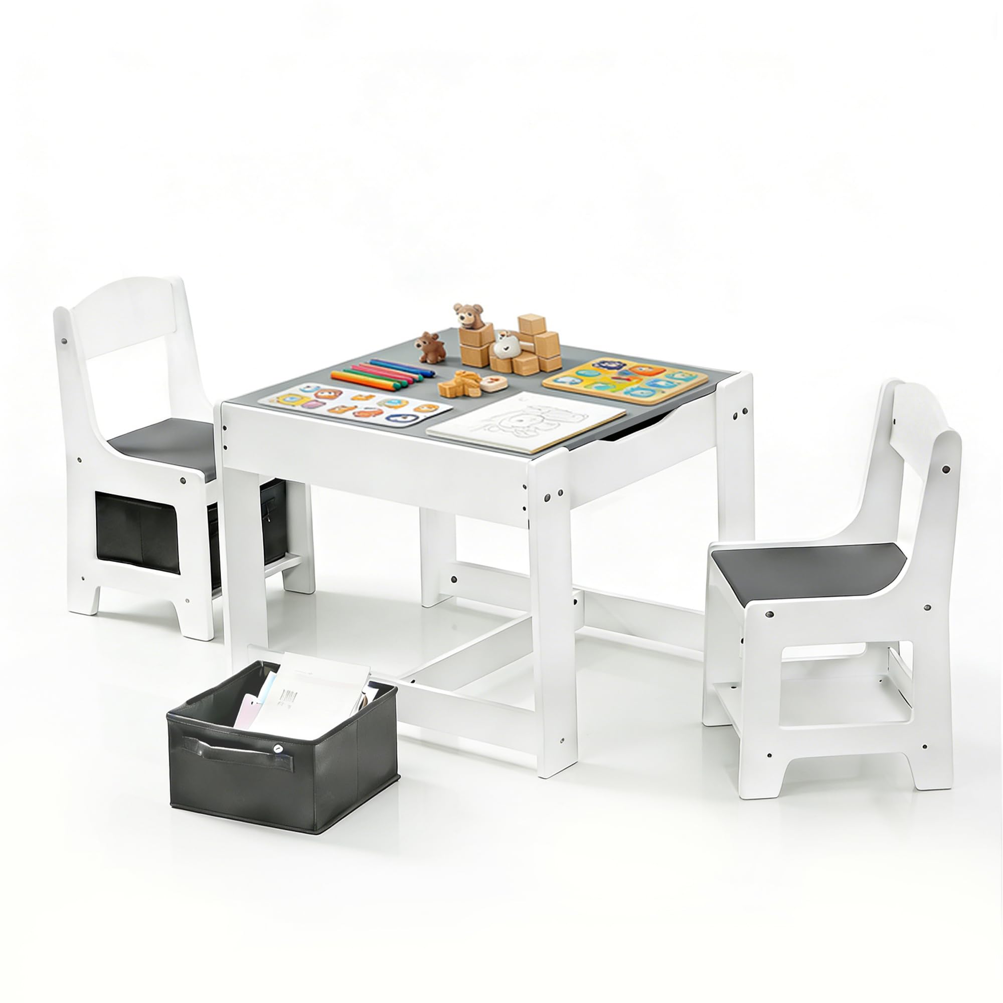 3-in-1 Kids Table and Chair Set with Storage
