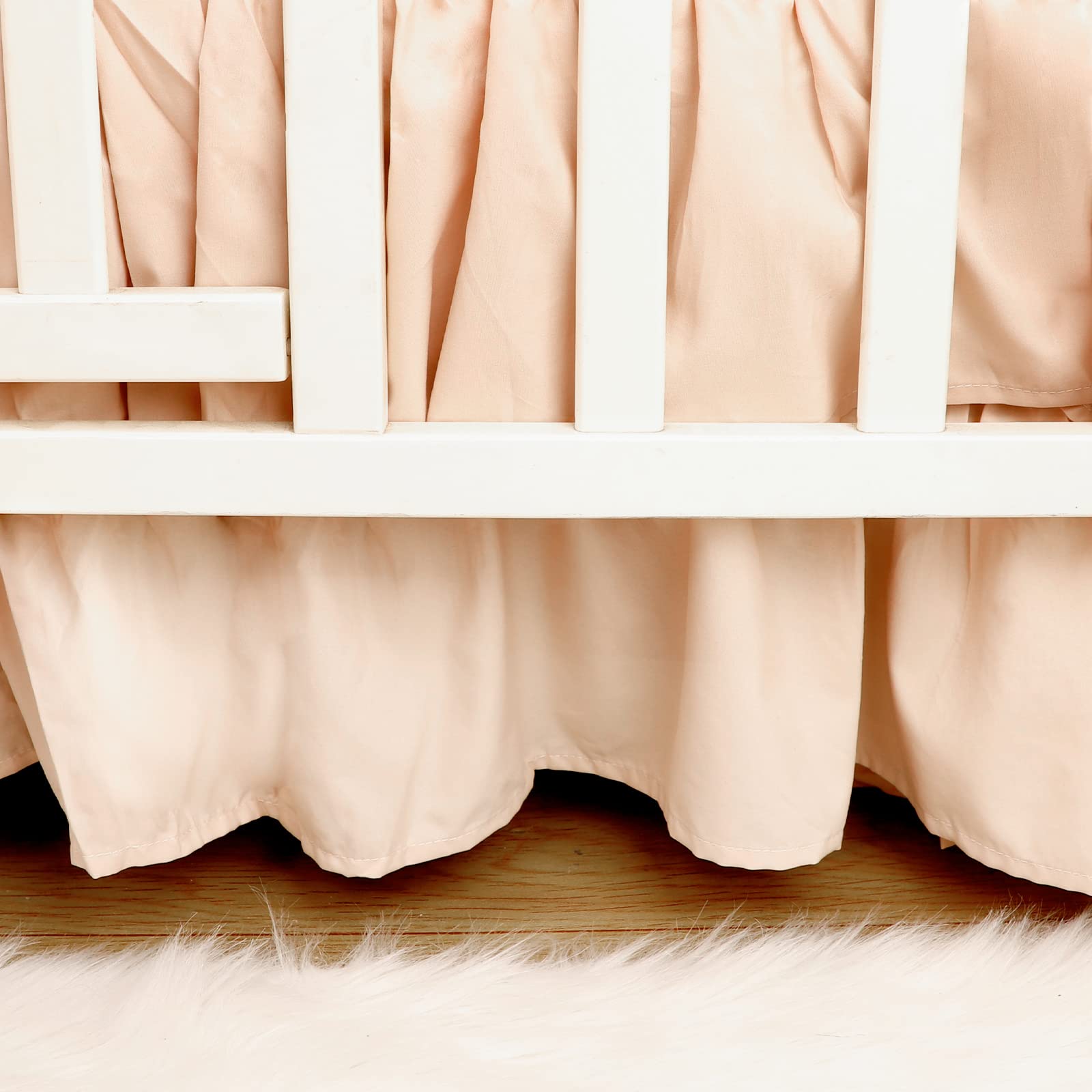 4-Piece Crib Bedding Set for Girls, Boho Baby Girl Bedding Set with Crib Skirt, Baby Quilt, Crib Sheet and Diaper Stacker, Flower