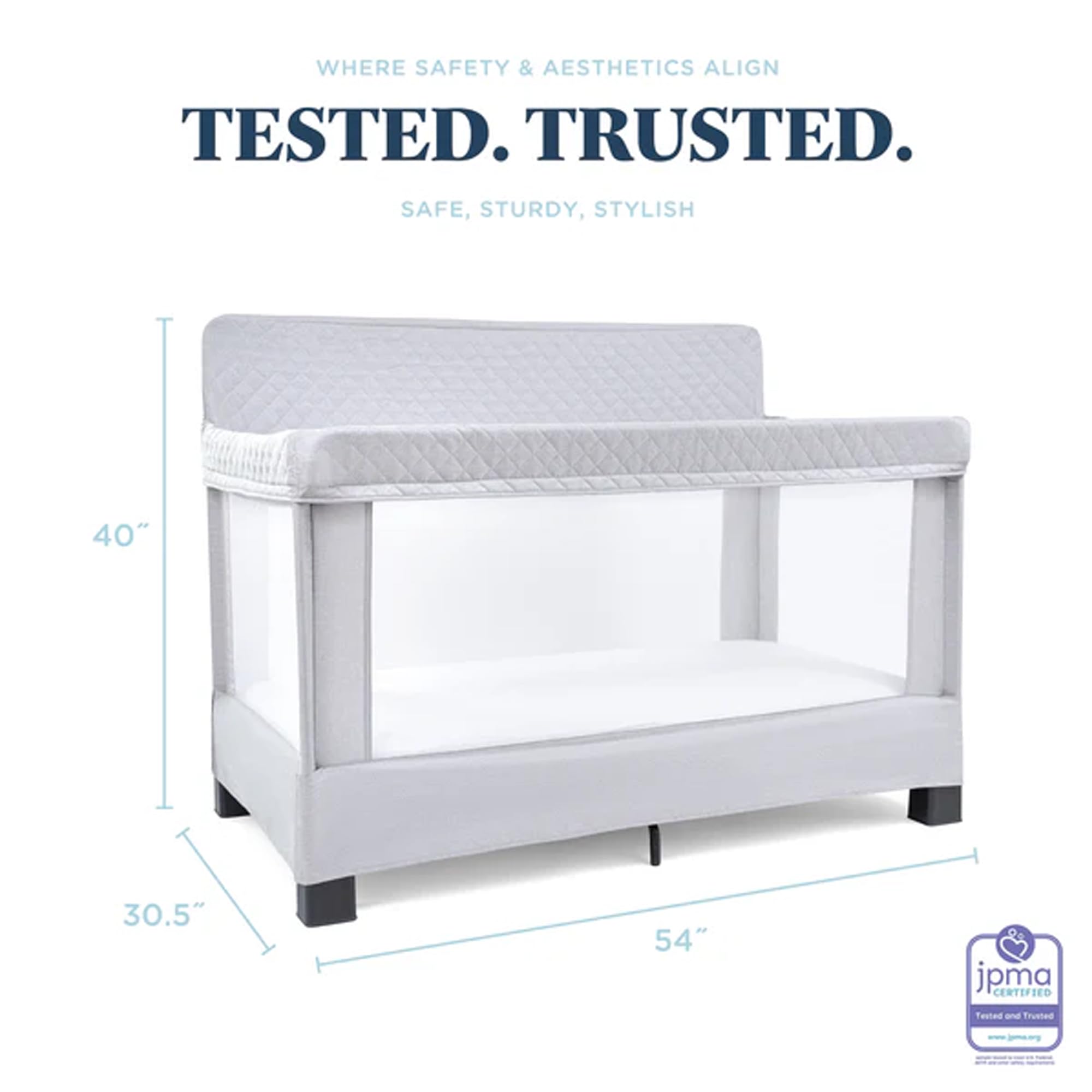 Full Size Mesh Crib with Breathable Walls