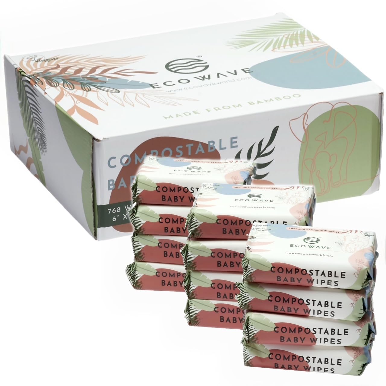 Baby Wipes, 100% Compostable Eco-Friendly Bamboo Wipes