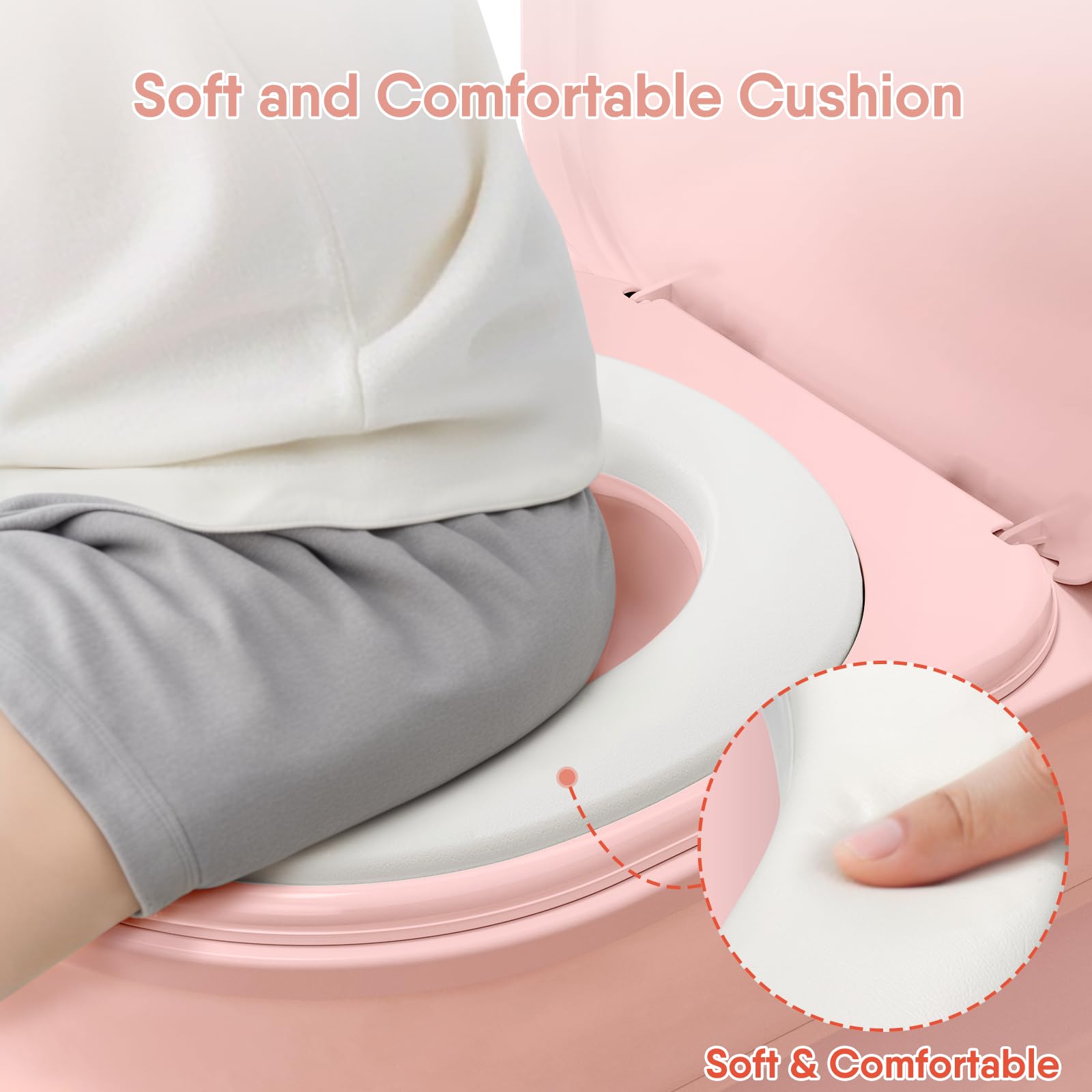 CheerTry 2-in-1 Toddler Potty Training Toilet - Larger Potty Chair & Detachable Training Seat for Boys & Girls Ages 1-3 with Flushing Sound, Wipes Storage, Toilet Paper Holder