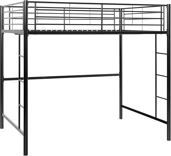 Edison Silver Metal Twin over Loft Bunk Bed Twin Size Bedframe with Ladder