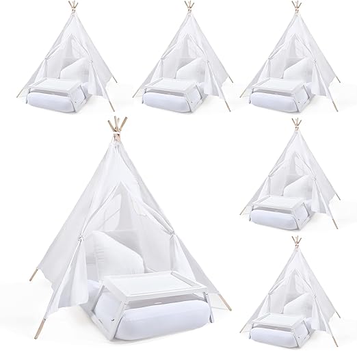 6 Sets Kids Teepee Tent with Inflatable Airbed, Bed