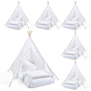 6 Sets Kids Teepee Tent with Inflatable Airbed, Bed