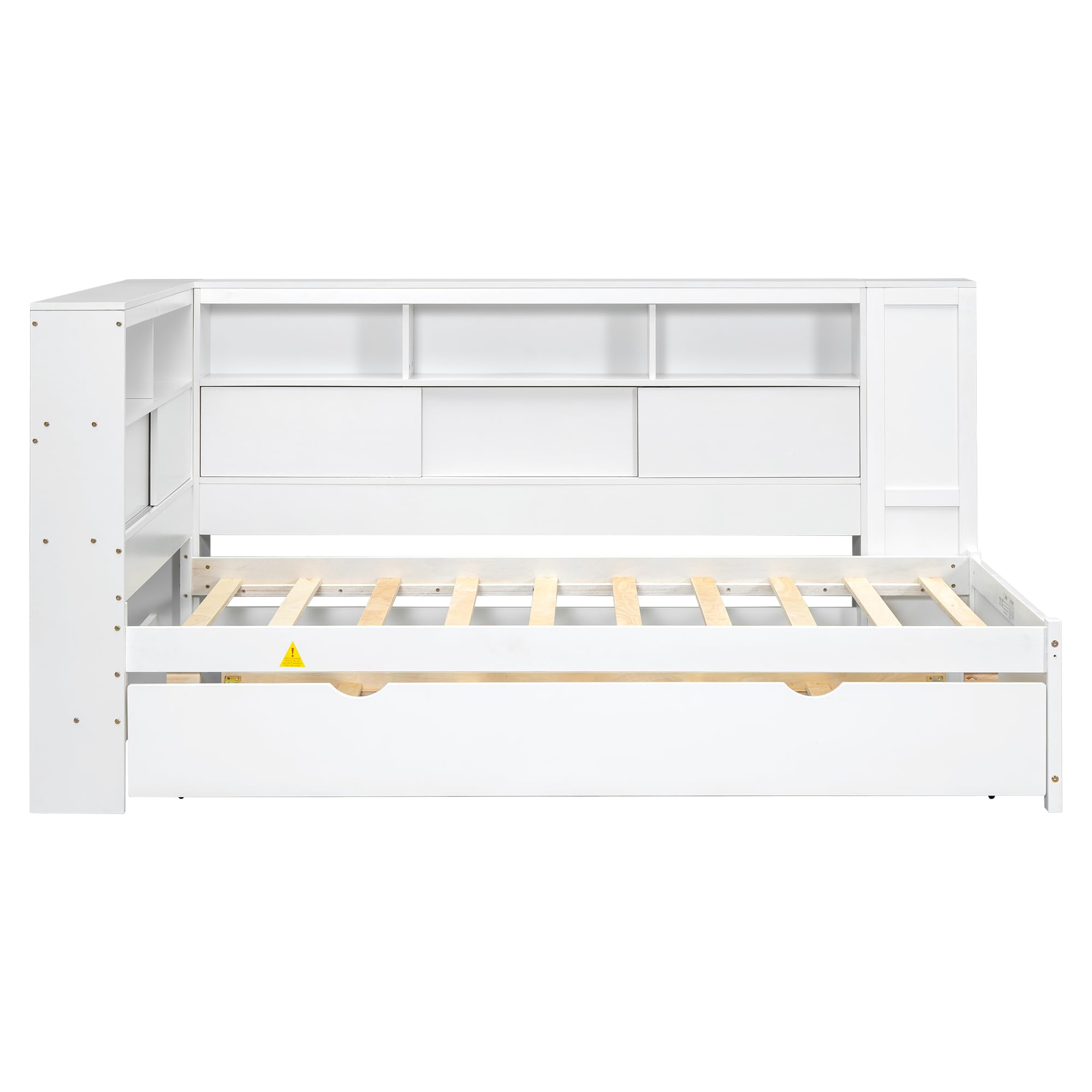 Twin Platform Bed with USB Ports and Trundle