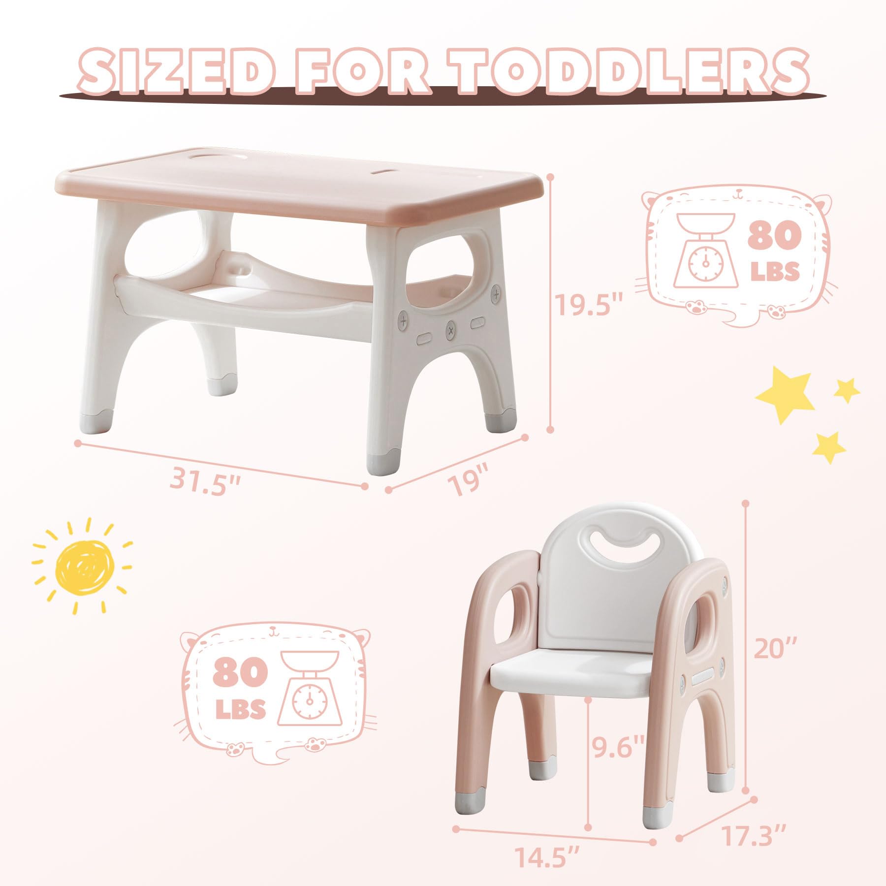 Kids Table and Chairs Set with Storage