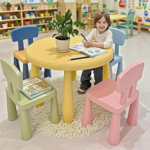 Kids Table and 2 Chairs Set, 5Piece Activity Childrens Table and Chair for Children