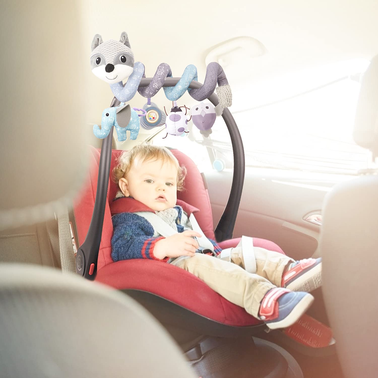 Car Seat Toys, Infant Baby Spiral Activity Hanging Toys for Car Seat Stroller Crib