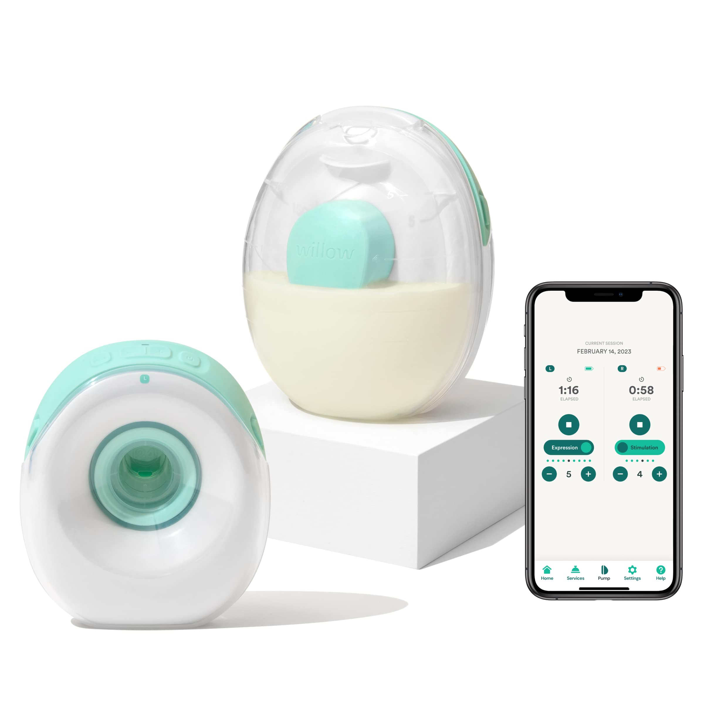 Wearable Breastfeeding Pump and Teal Case - Hands Free Breast Pump