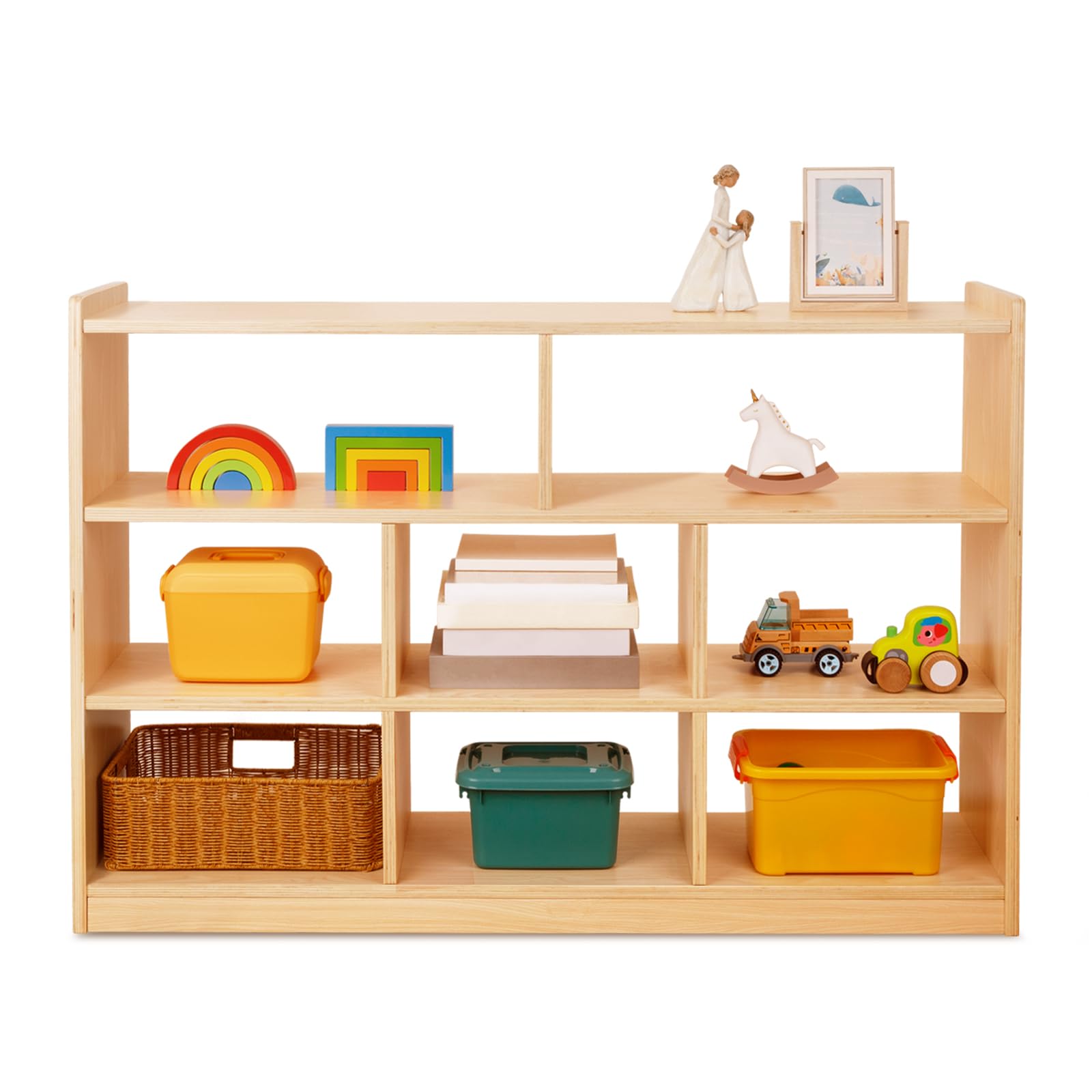 Montessori Toy Shelf and Storage, 31.5" H, 3-Tier Toy Storage Organizer with 8 Cubby