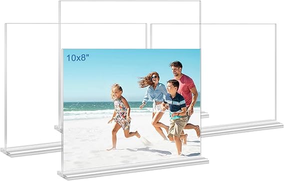 Picture Frames 8x10 inches, 4 Pack Clear Plastic Picture Frames Holder Standing