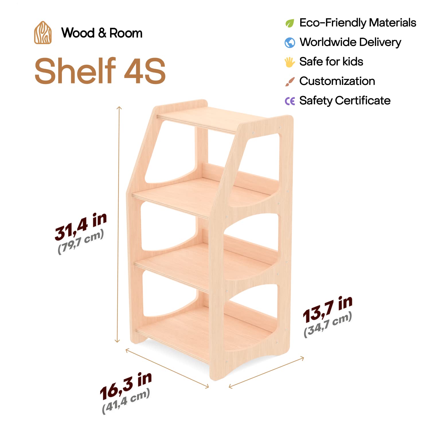Montessori Bookshelf for Toddlers - Wooden Toy Storage Organizer