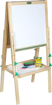 Kids Wooden Art Easel with Chalkboard and Magnetic Whiteboard