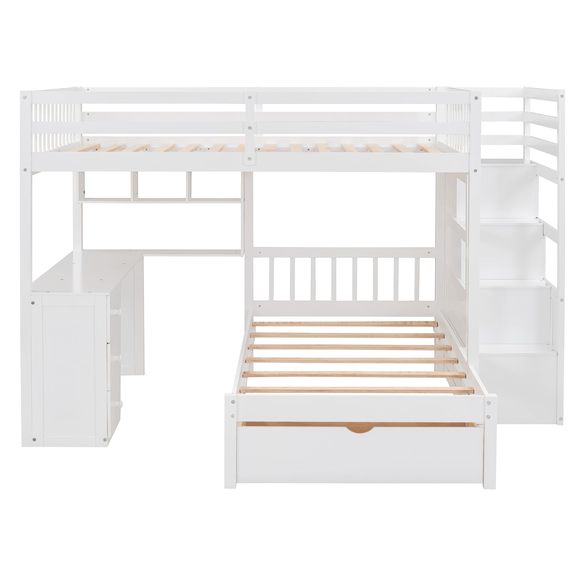 Full Over Twin Bunk Bed with Desk and Storage