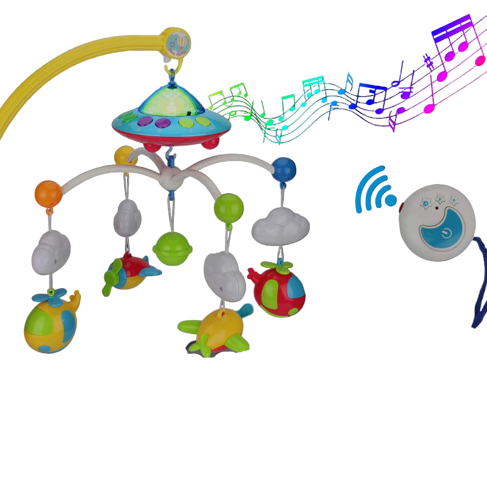 Baby Musical Crib Mobile with Hanging Rotating Toys, Remote Control