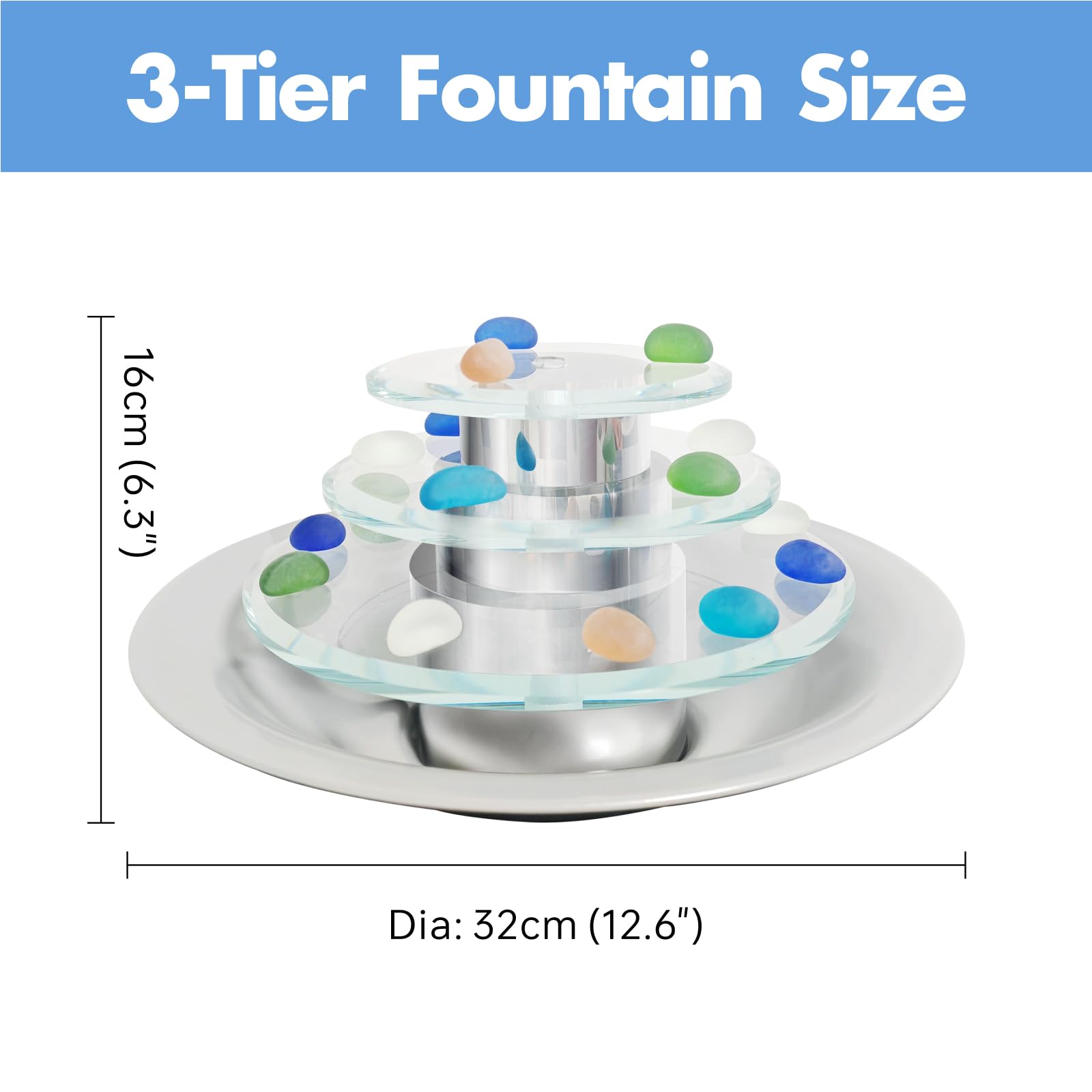3-Tier Indoor Tabletop Waterfall Fountain with LED Lights