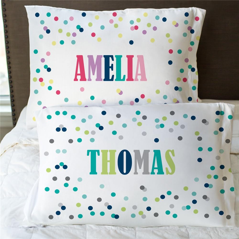 Polka Dots Personalized Pillowcase, Girl