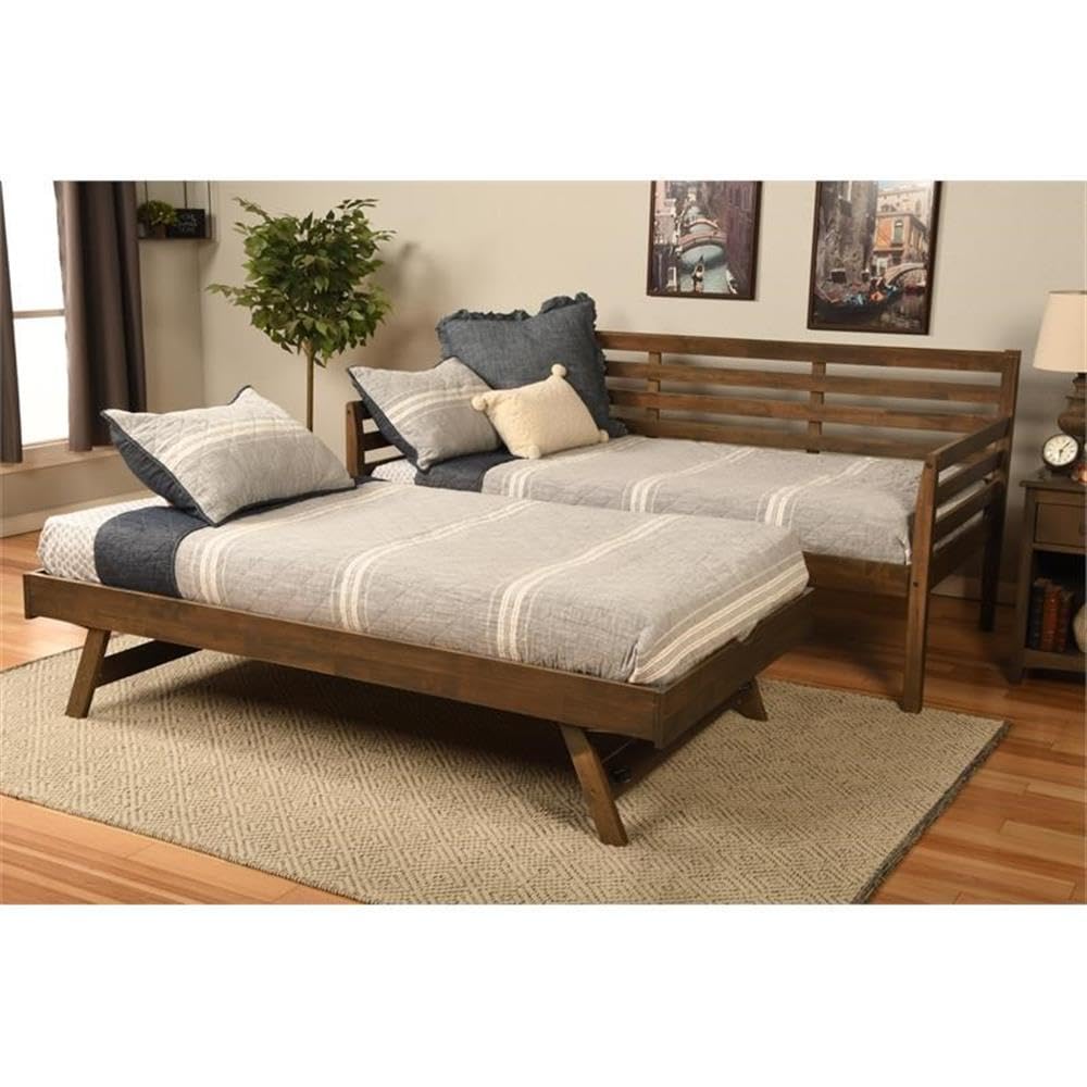 Twin to King Size Daybed with Pop Up Trundle in Wood