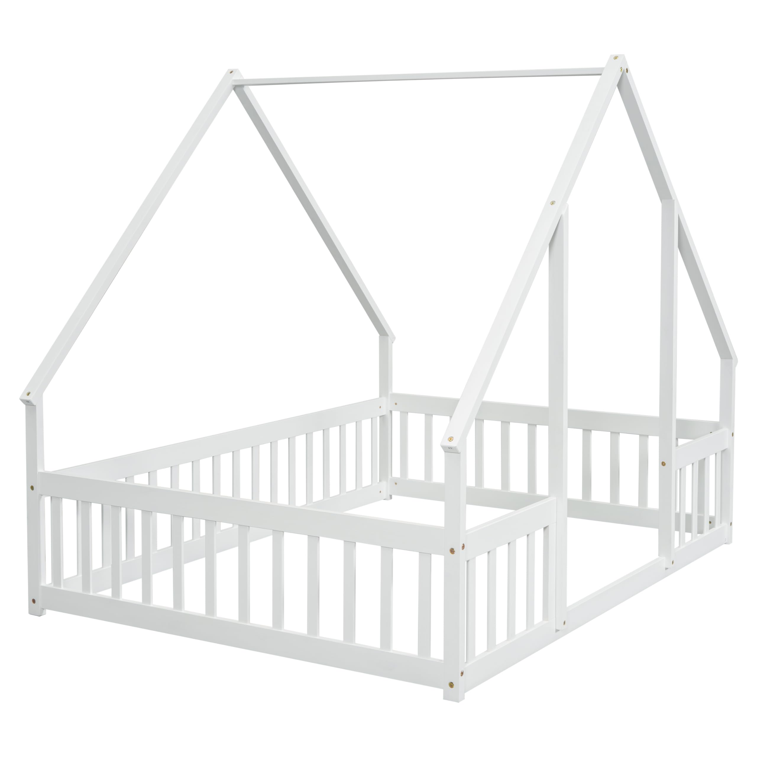 Full Size Montessori Floor Bed with Fence