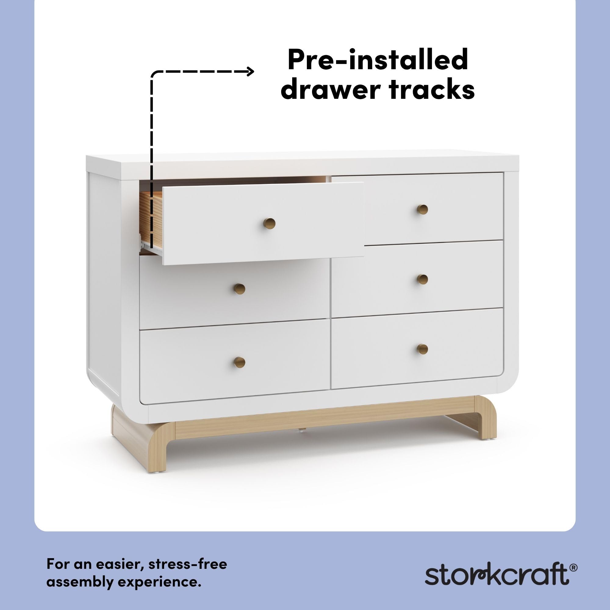 Santorini 6 Drawer Double Dresser White Driftwood