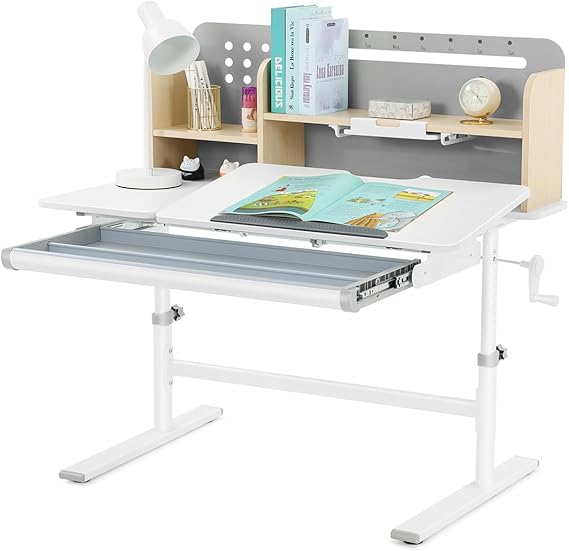 39in Wide Adjustable Height Kids Desk with Tilting Desktop