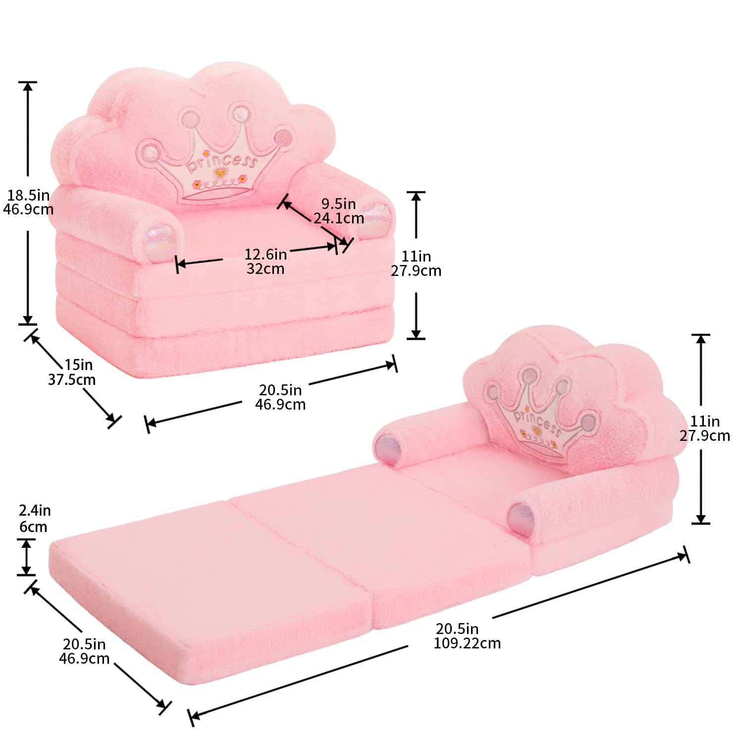 Foldable Toddler Chair with Princess Design
