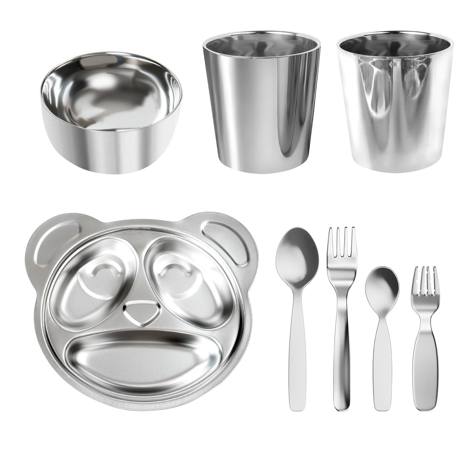 8-Piece Childproof Safety Cutlery Set - Premium 304 Stainless Steel