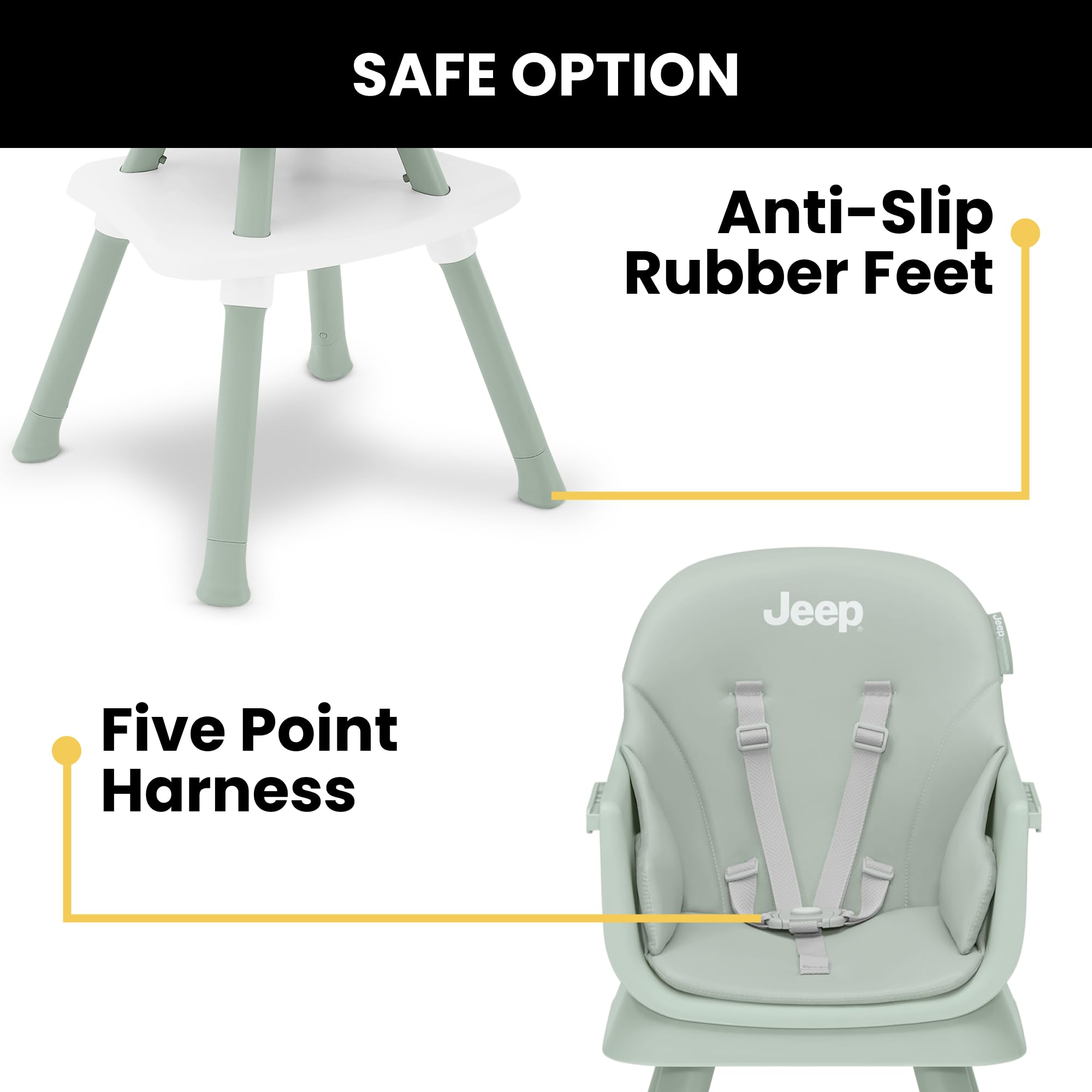 6-in-1 Convertible Wooden High Chair with Removable Tray