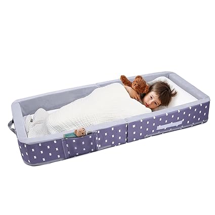 Portable Foldable Toddler Travel Bed with Sides, Folding Toddler Bed for Travel Kid Foam