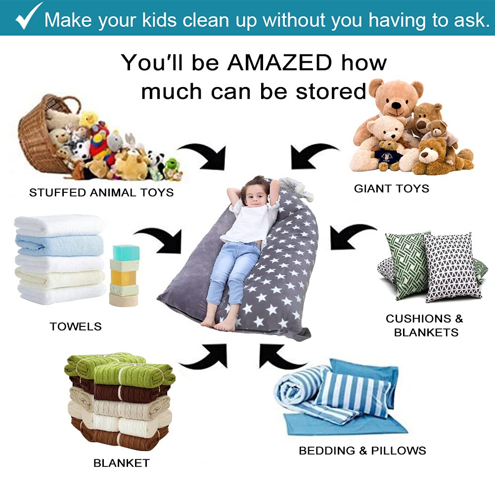 Stuffed Animal Storage Bean Bag Chair Cover - 53 Inch Extra Large