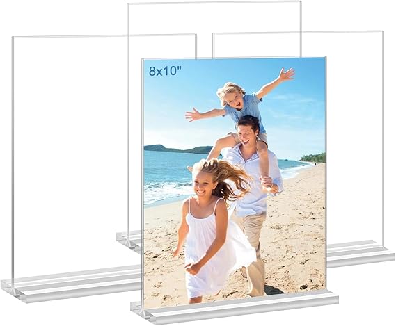 Picture Frames 8x10 inches, 4 Pack Clear Plastic Picture Frames Holder Standing