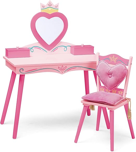 Princess Wooden Storage Bench – Toy Box Seat for Girls
