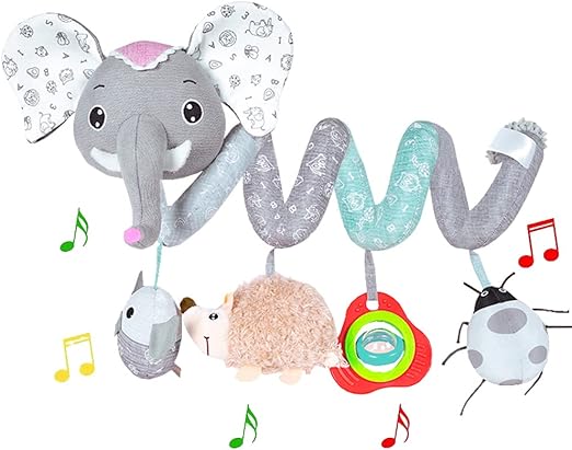 Car Seat Toys, Baby Plush Spiral Hanging Toys for Stroller Crib Bar Bassinet Car
