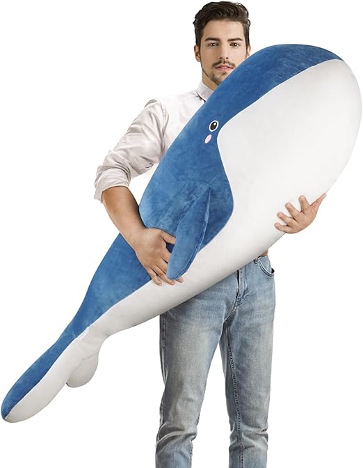 Whale Stuffed Animal Plush - Large Soft Whale Body Pillow, 47.2'