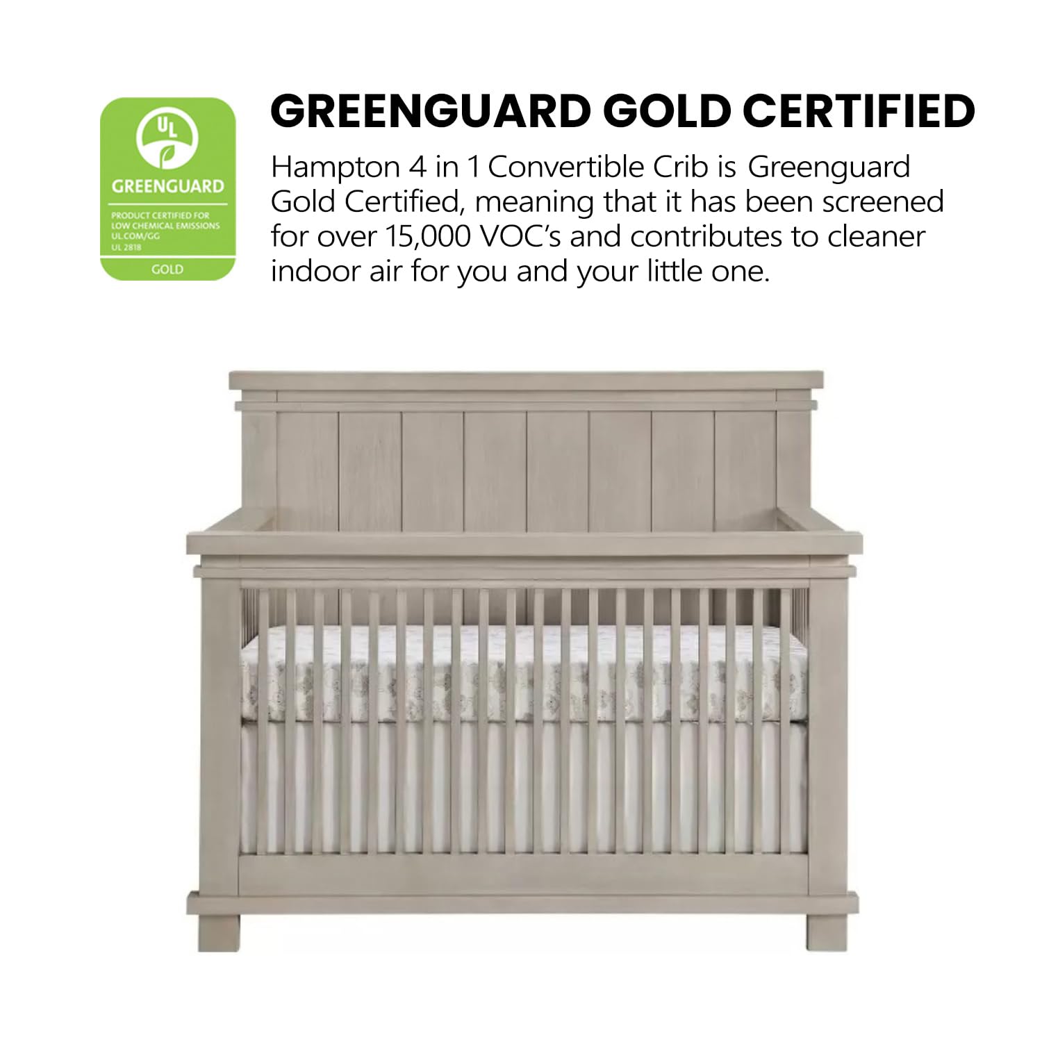 4-in-1 Convertible Crib with Shiplap Detail