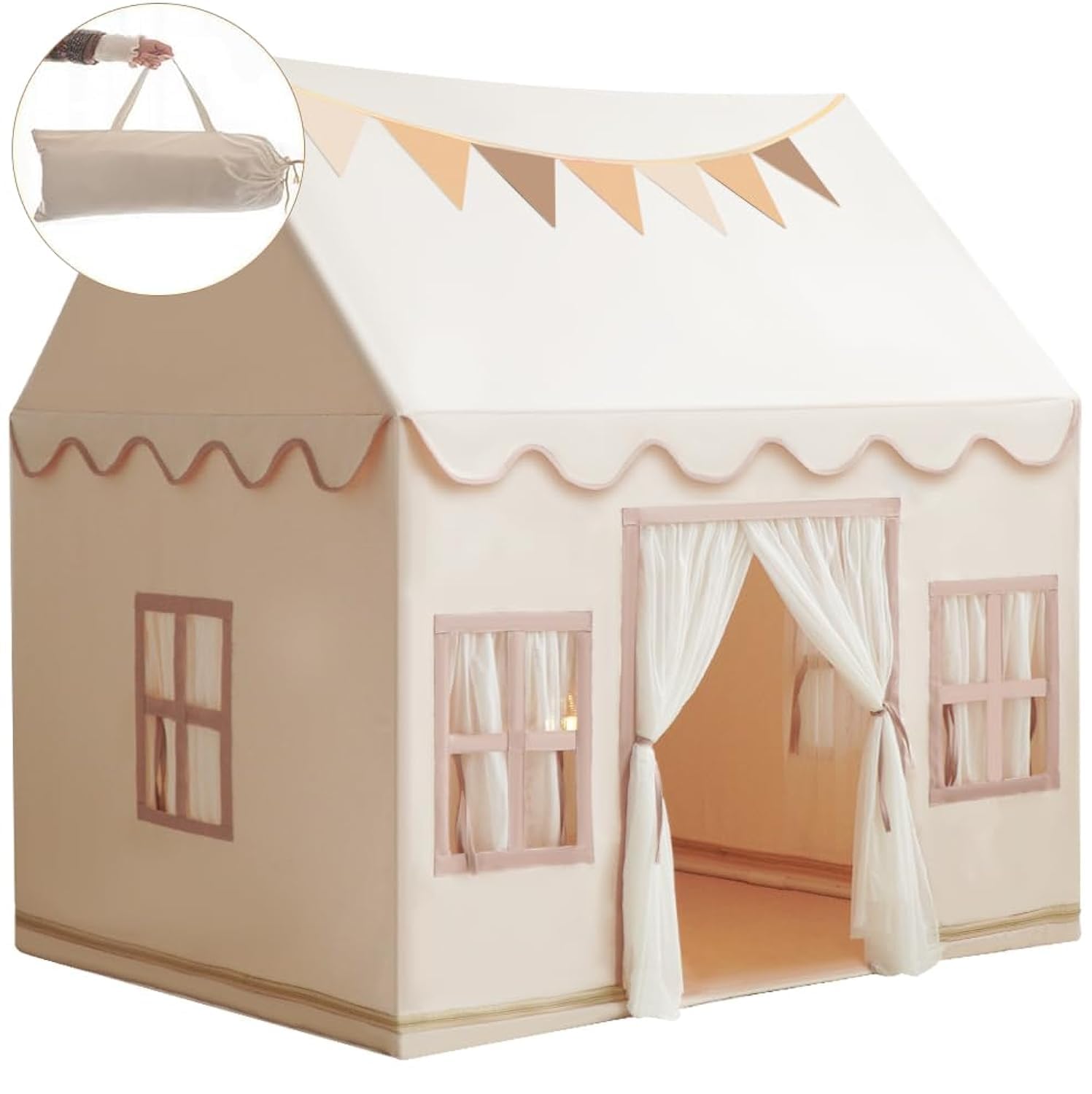 Tent Playhouse Base Fabric with Star Lights, Flags and Tote Bags