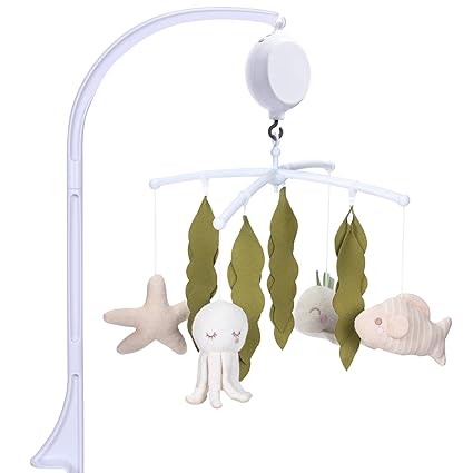 Crib Mobile 35 Lullaby Muisc, Organic Cotton Baby Mobiles for Cribs & Pack N Play