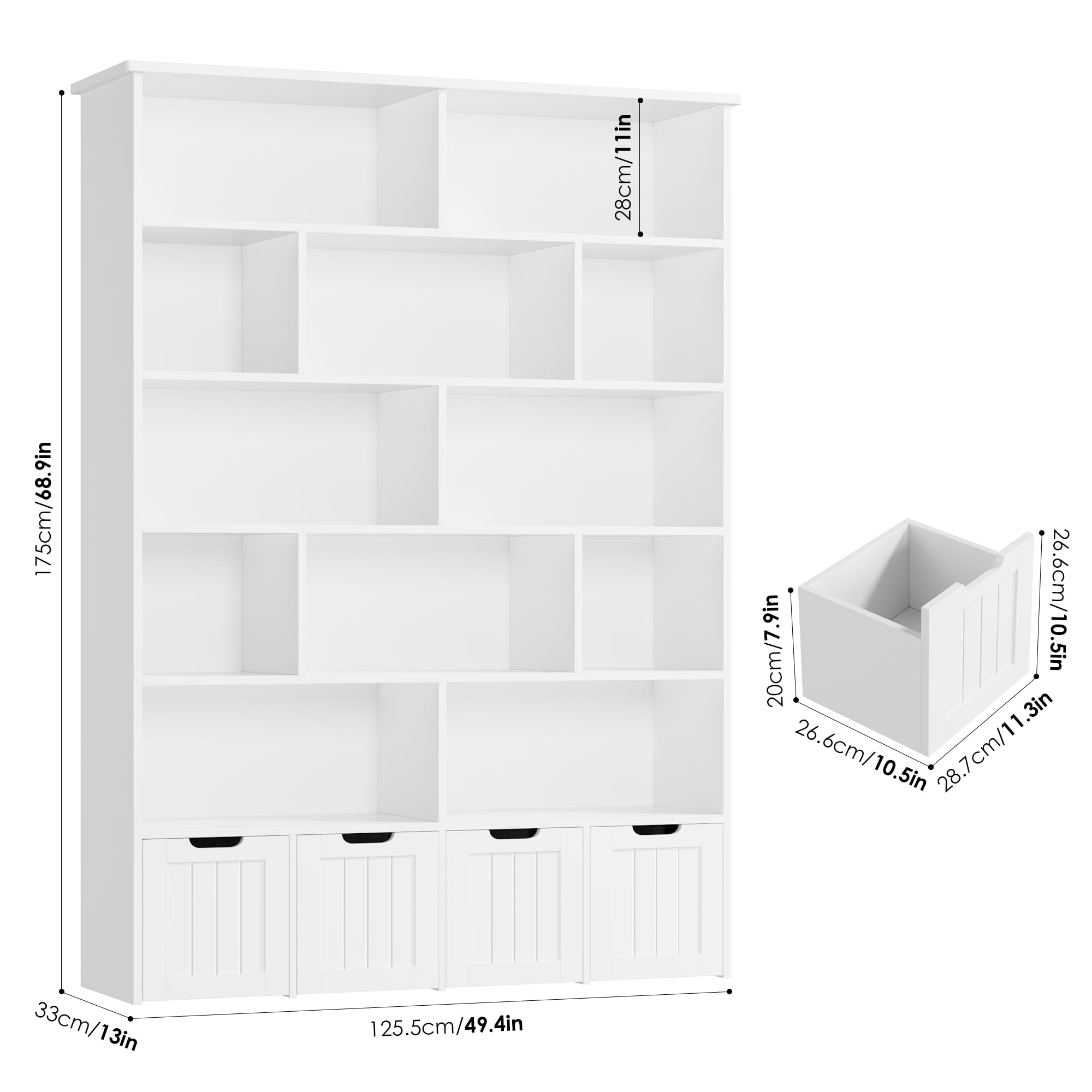 6-Tier Tall Kids Storage Organizer with Drawers and Cubbies - 69" Height