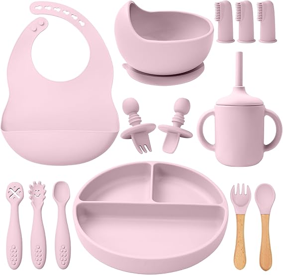 Silicone Baby Feeding Set 14 Pcs,Baby Led Weaning Supplies