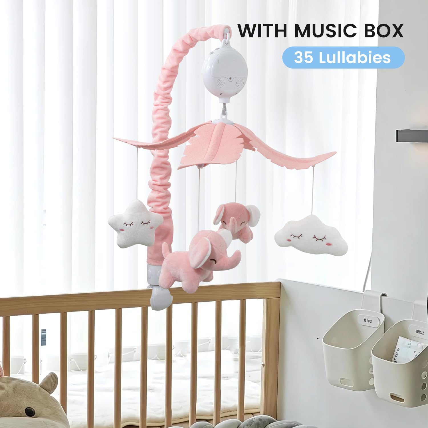 Baby Crib Mobile with Music Box and Rotating Toys