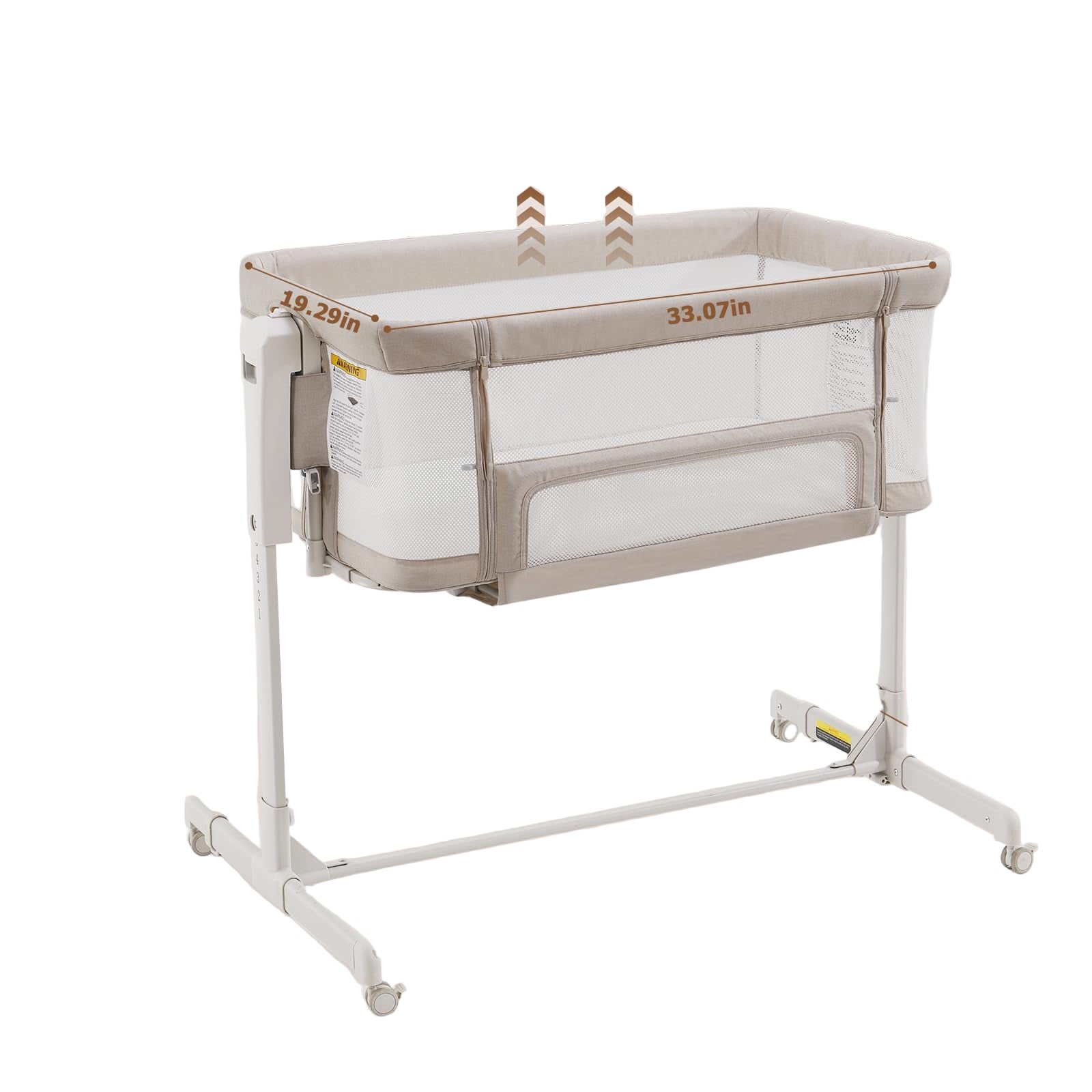 Bassinet Bedside Sleeper, 3-in-1 Rocking Bassinet with Wheels