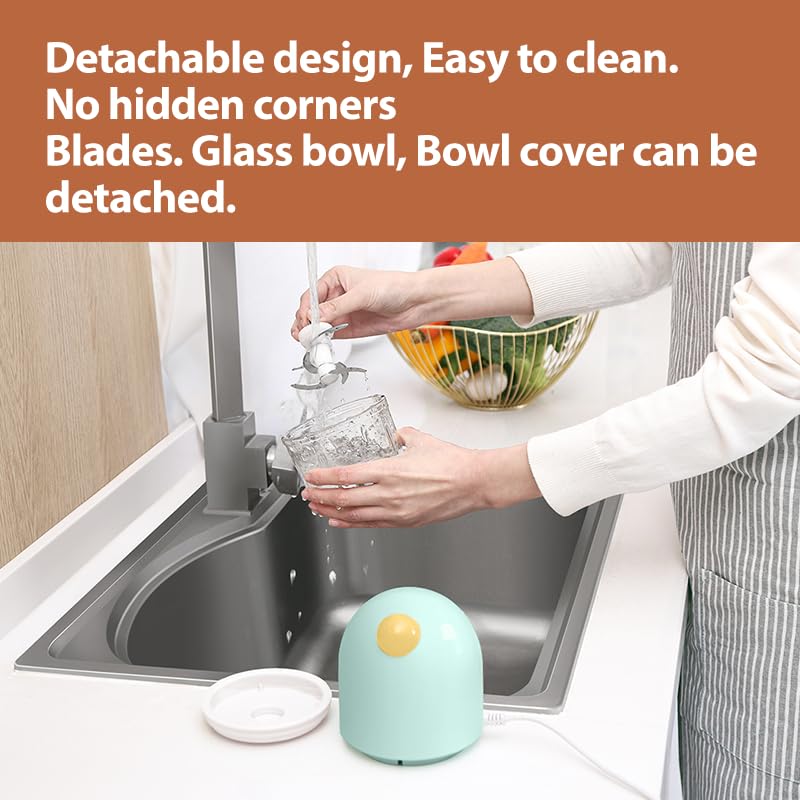 Baby Food Maker, Baby Food Processor for Fruit, Vegatable, Meat, Small Food Chopper Puree Blender with 300ml Glass Bowl, Baby Essentials