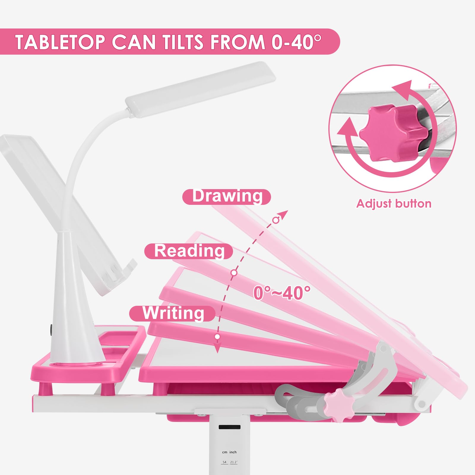 Kids Desk and Chair Set with Adjustable Height