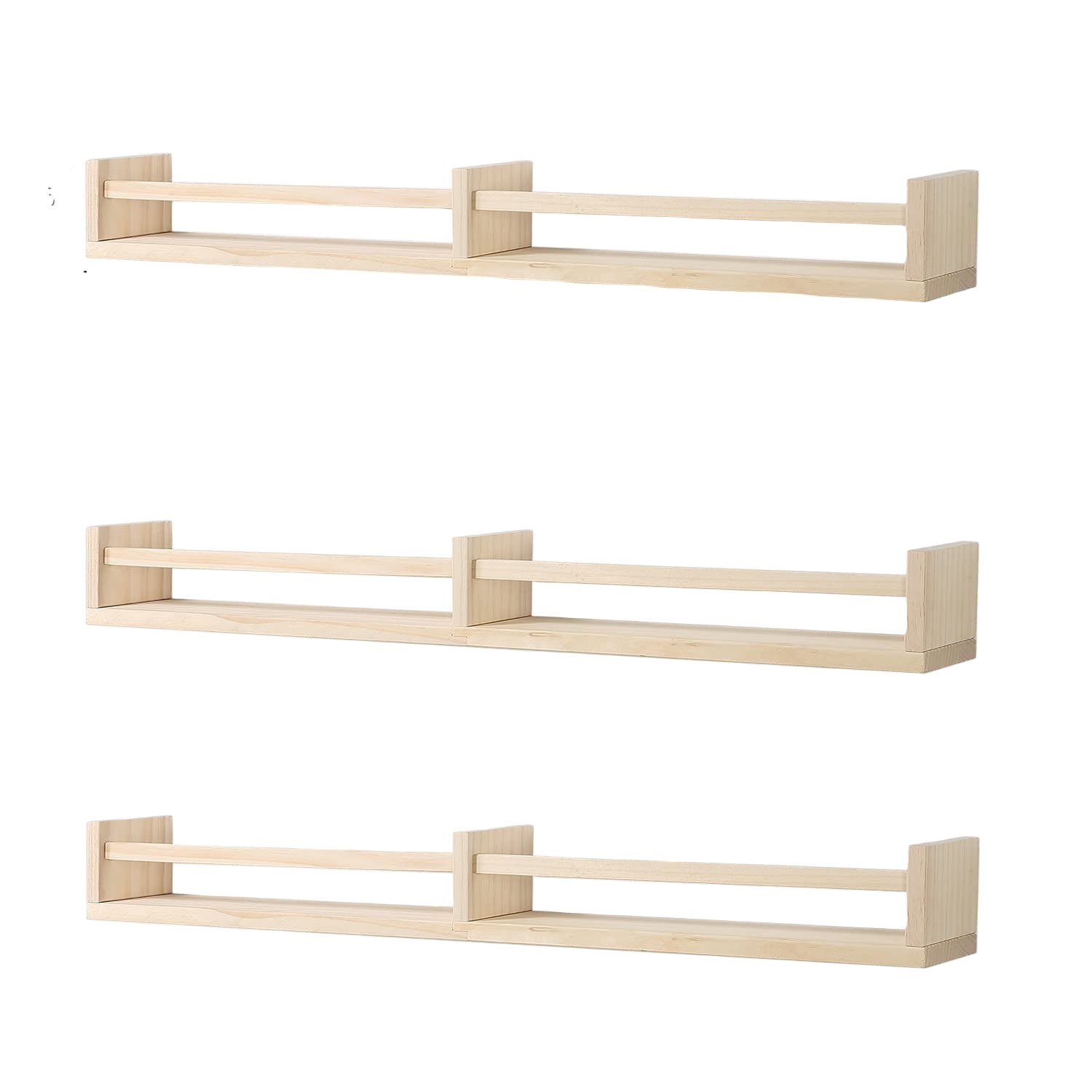 Nursery Bookshelves Wall Mounted，32inch，Set of 3, Wood Floating