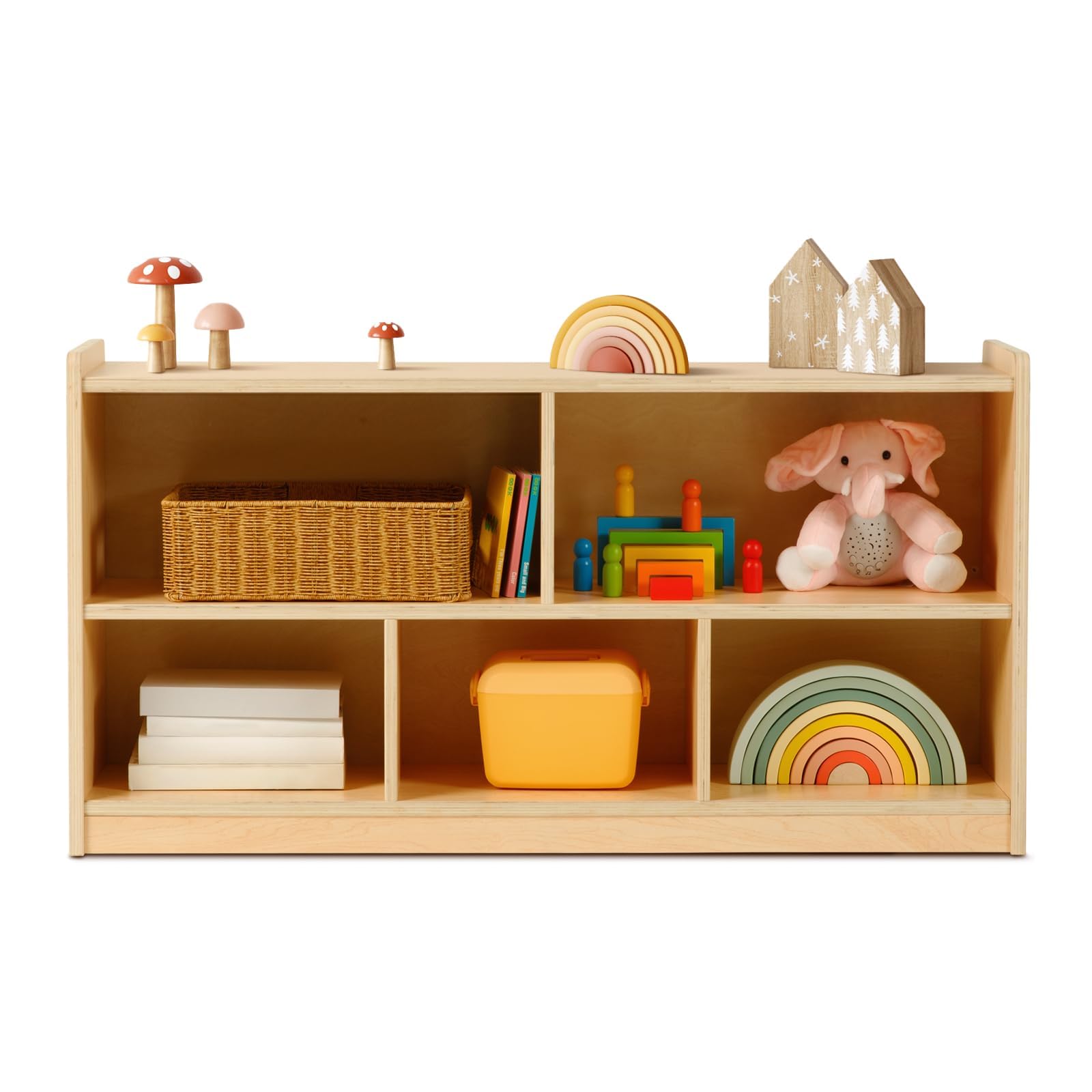 5-Section Wooden Storage Cabinet for Kids