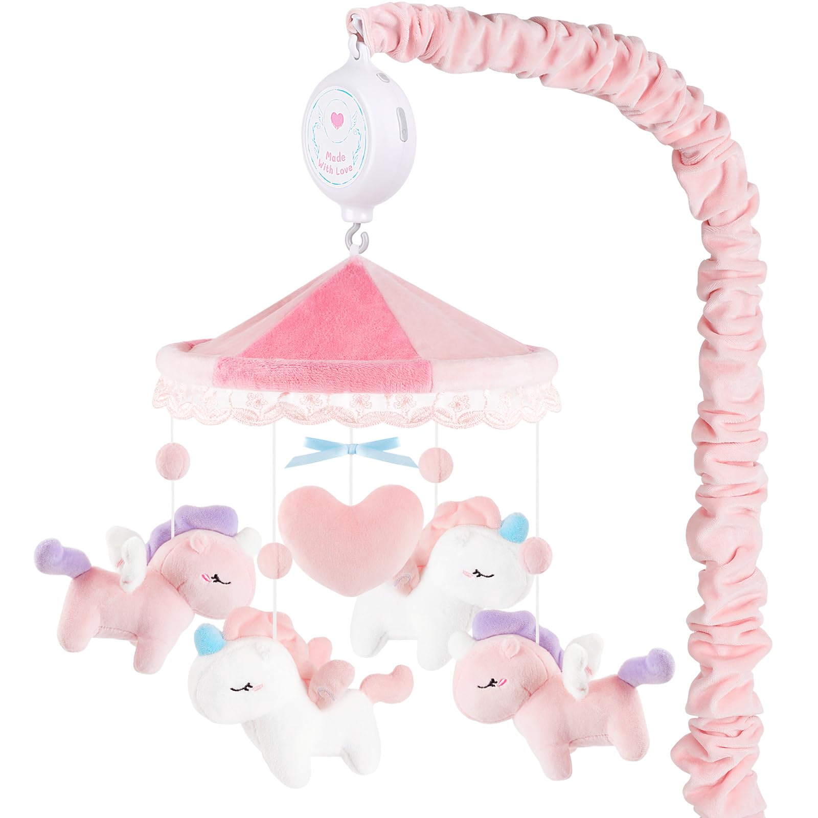 Unicorn Musical Crib Mobile for Girls - Baby Mobile for Crib with 12 Lullabies