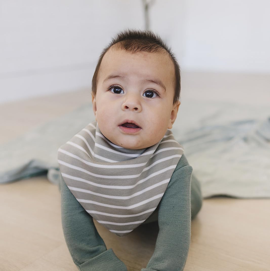 Merino Wool Baby Bibs - Highly Absorbent Bandana Bib with Cotton Outer Layer